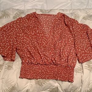SHEIN Rust Floral Blouse